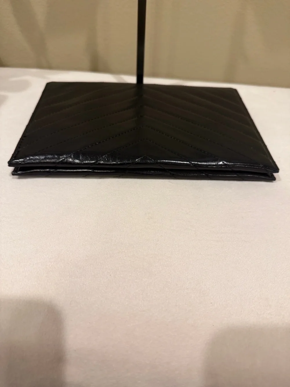 Yves Saint Laurent black chevron quilted leather envelope clutch bag. - Picture 7 of 7